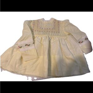 Polly Flinders Vintage Baby Girl Yellow Pastel Floral Hand Smocked Dress 4t